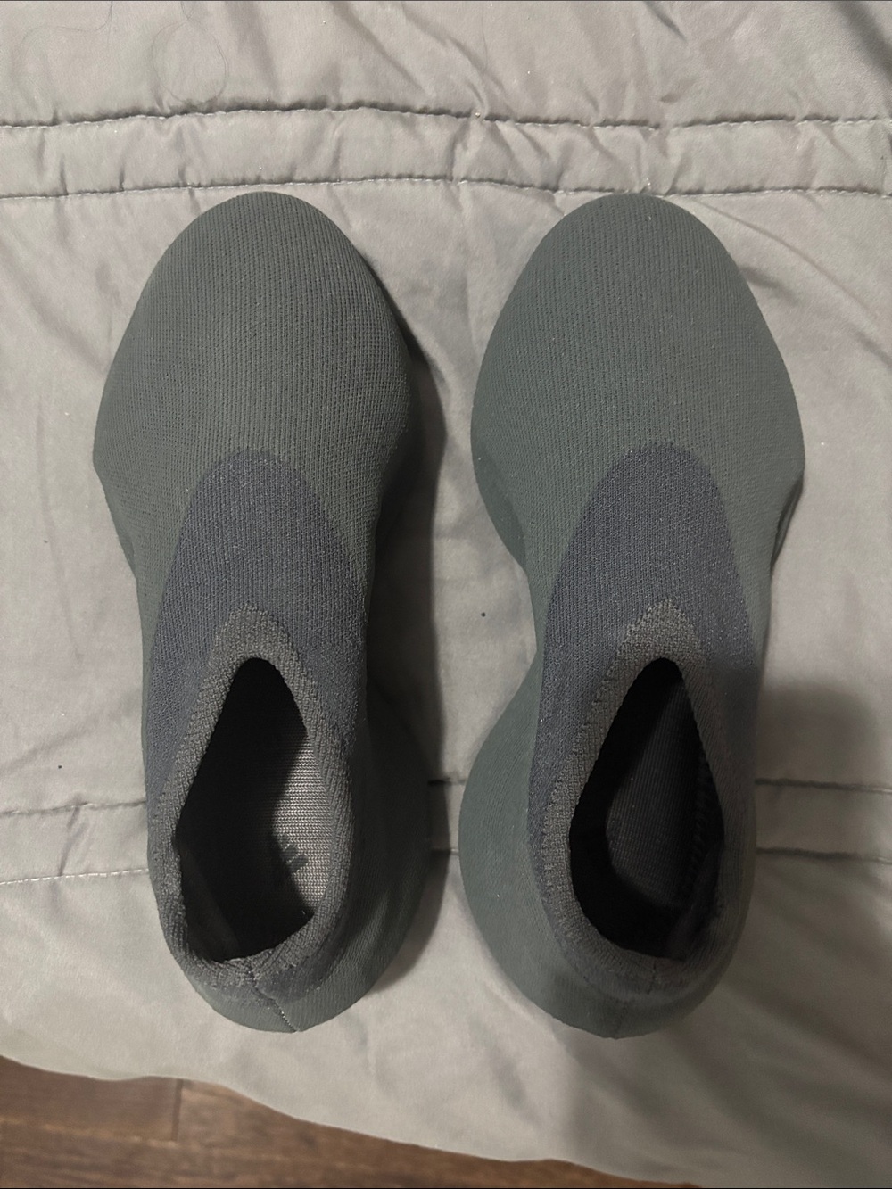 Yeezy Slip-On Knit Athletic Shoes - Gray